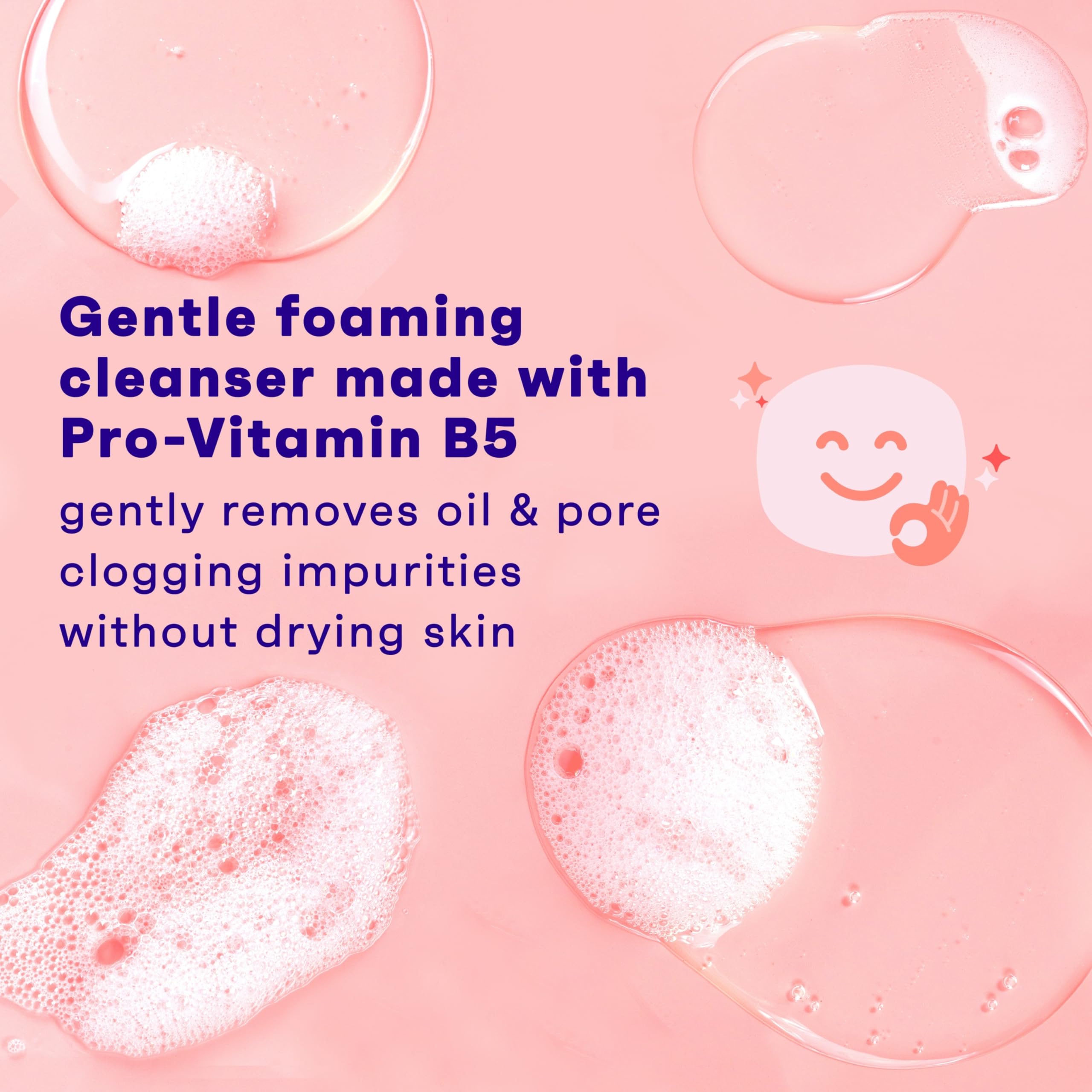 Clean & Clear Essentials Oil-Free Foaming Facial Cleanser, Daily Foaming Face Wash with Pro-Vitamin B5 for Sensitive Skin, Gently Removes Oil & Pore-Clogging Impurities, Fragrance-Free, 8 fl oz