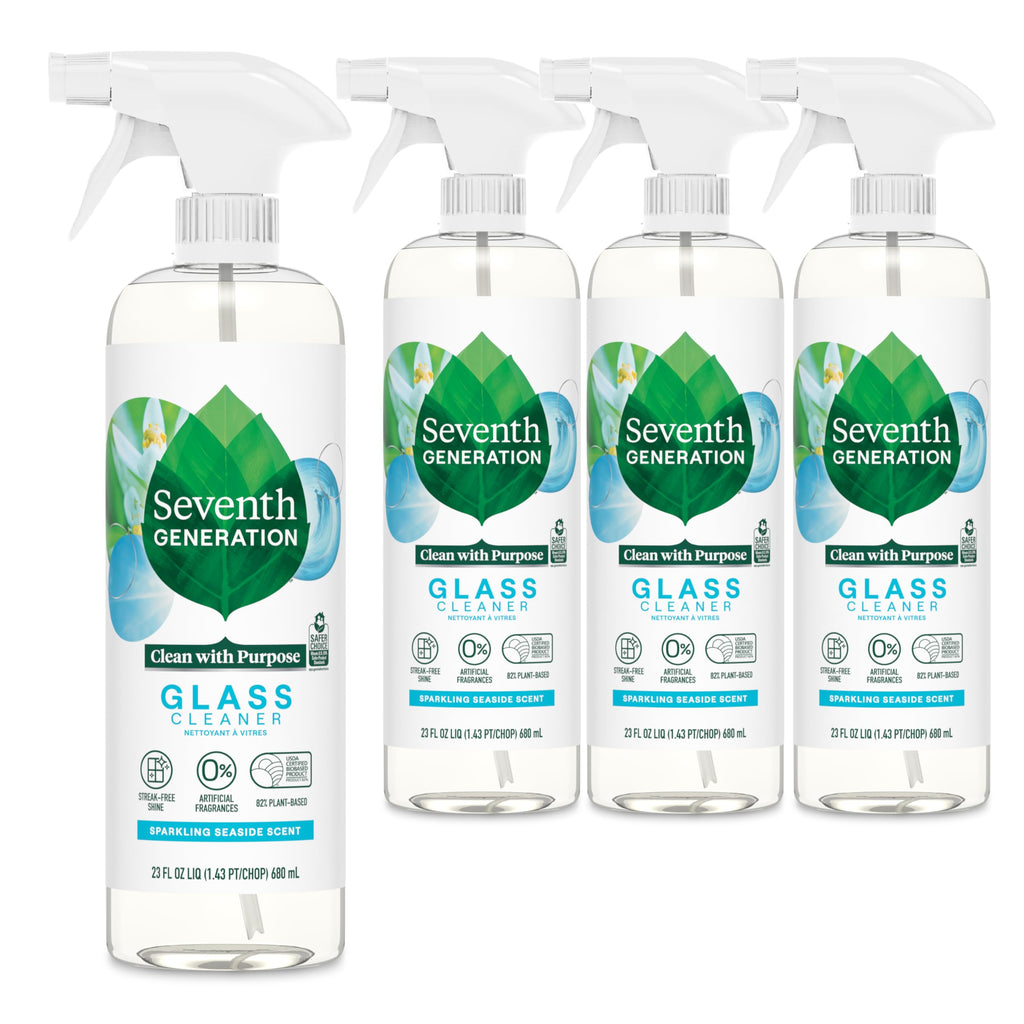 Buy now Seventh Generation Glass Cleaner, Biodegradable Formula, Sparkling Seaside Scent, 23 oz (Pack of 4) at indiglob india
