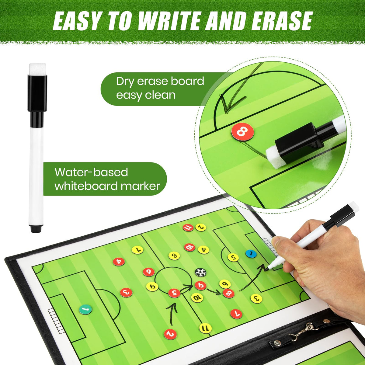 Foldable Magnetic Soccer Coaching Board, Soccer Tactics Strategy Board