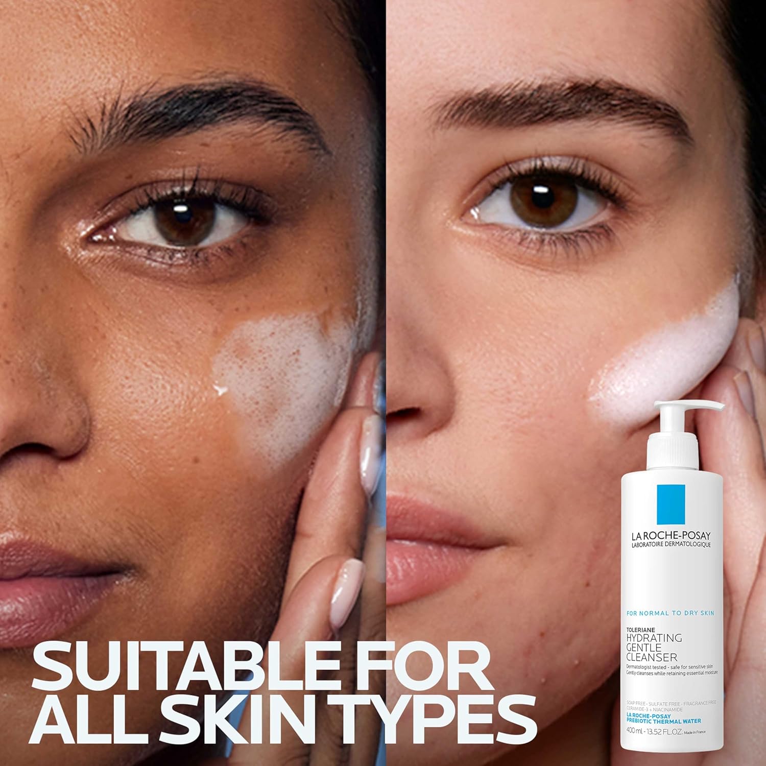Buy now La Roche-Posay Toleriane Hydrating Gentle Face Cleanser, Hydrating Facial Cleanser With Niacinamide + Ceramides, Daily Face Wash For Dry Skin To Normal Skin, Sensitive Skin Tested, Fragrance Free at indiglob india