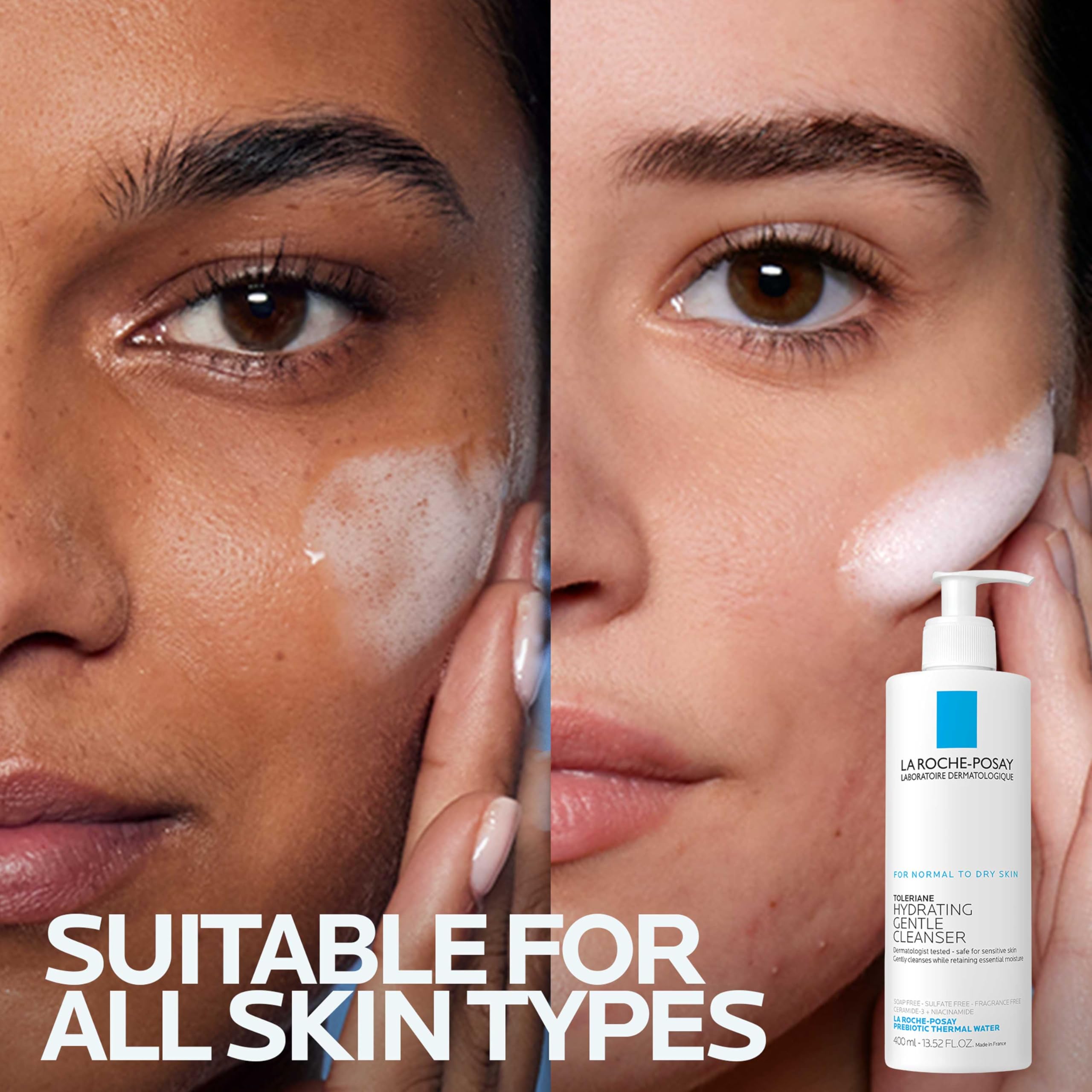 La Roche-Posay Toleriane Hydrating Gentle Facial Cleanser, 13.52oz | Face cleanser with niacinamide & ceramides, safe for sensitive skin. Daily face wash for normal to dry skin, fragrance free.