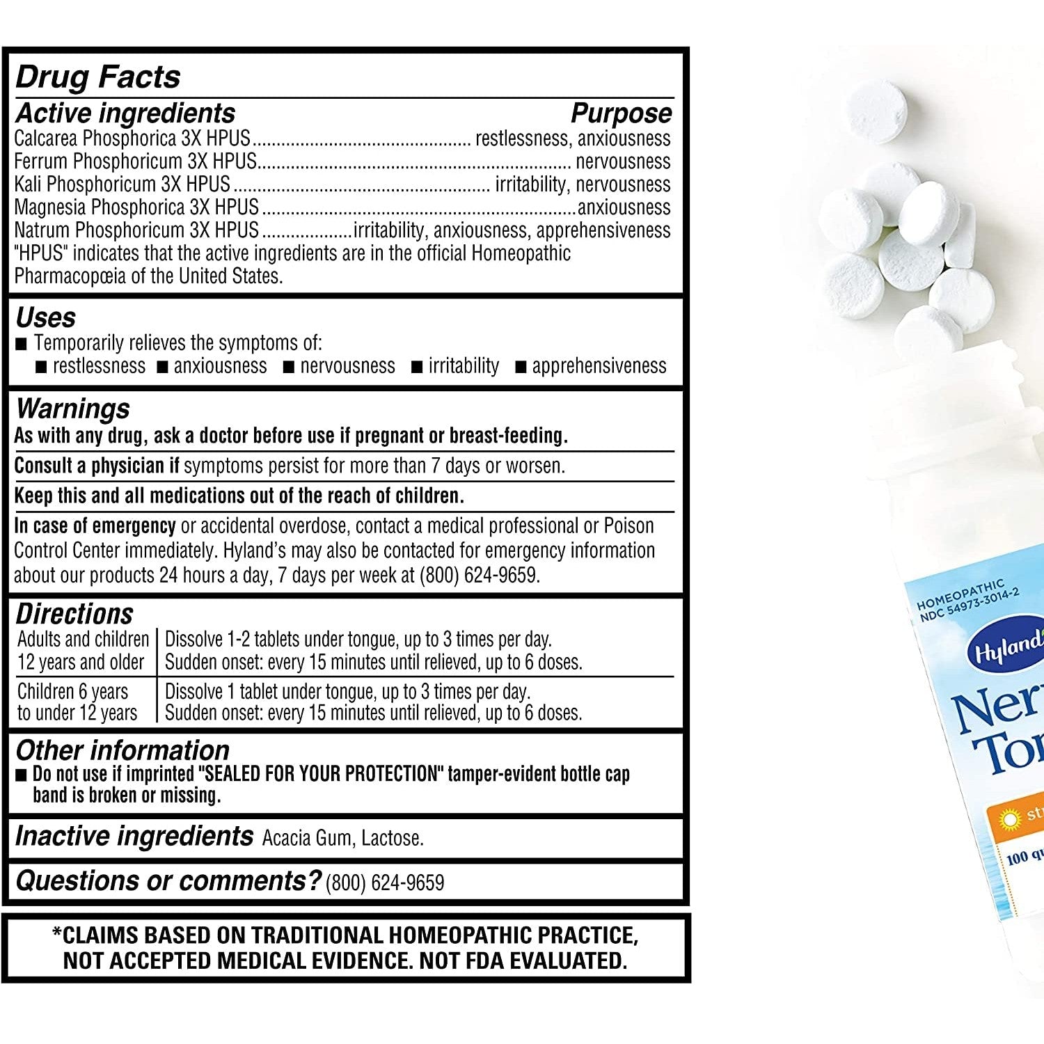 Hyland's Calm Tablets, Stress Relief Supplement, Natural Relief Of Anxiousness, Nervousness, And Irritability, 50 Count (Pack of 1, 50 Count Total)