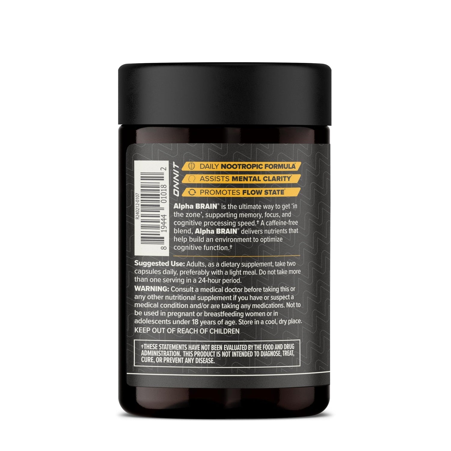 ONNIT Alpha Brain Nootropic Brain Supplement for Focus & Memory, 90 Count | IGEN Non-GMO Tested; L-Theanine, Alpha GPC & Vitamin B6; brain supplement for memory, focus & mental clarity, men & women