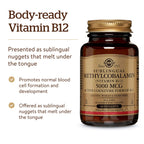 Solgar Methylcobalamin (Vitamin B12) 5000 mcg, 60 Nuggets - Cherry Flavor - Supports Energy Metabolism - Body-Ready, Active Form - Non-GMO, Vegan, Gluten Free - 60 Servings