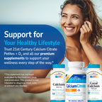 21st Century Calcium Citrate + D3 Petites, Easy to Swallow, 200 Count | Highly Absorbable Calcium Citrate with Vitamin D3, Compare VS. Citracal® +D3 Petites, Bone Strength & Density Support