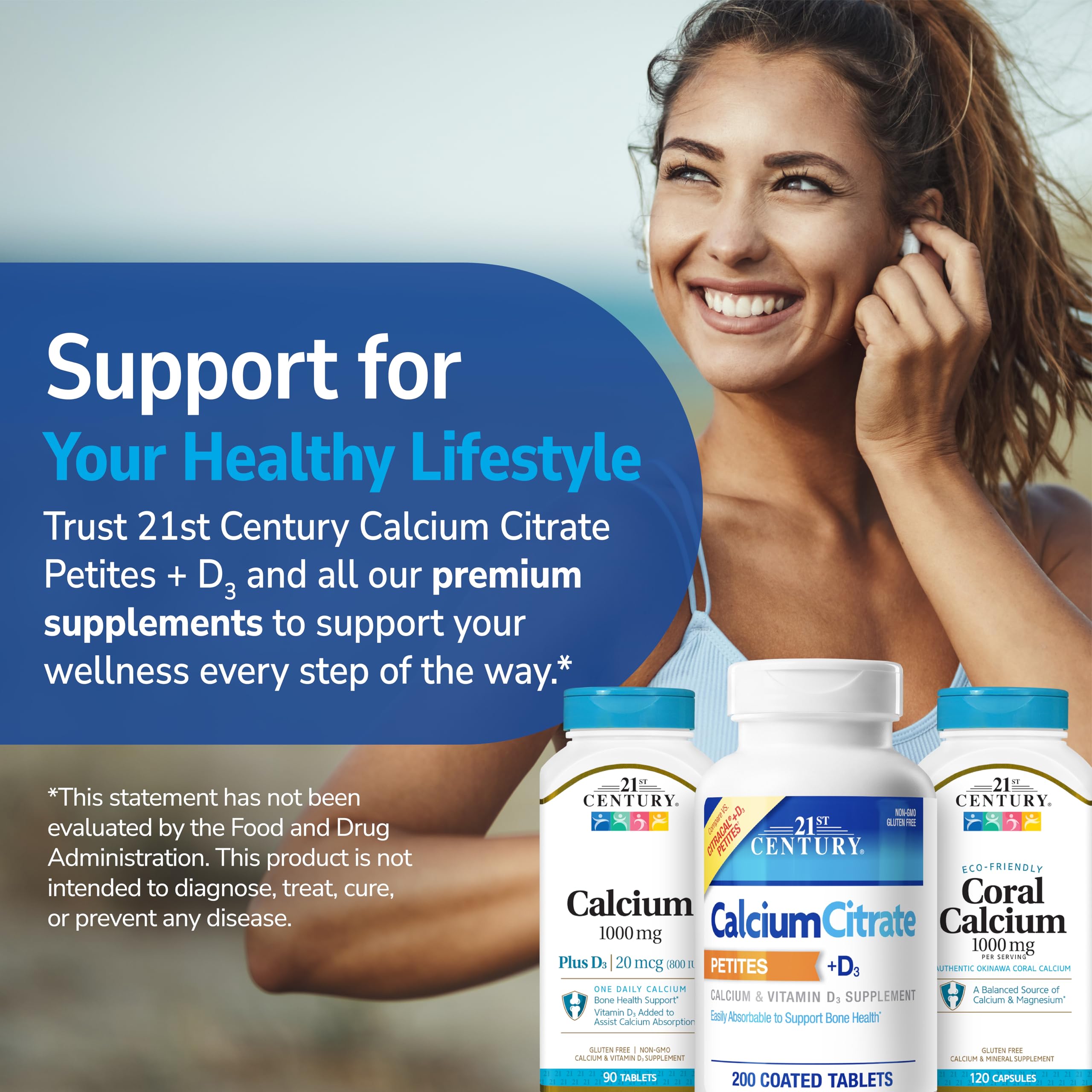 21st Century Calcium Citrate Plus D Maximum Caplets, 120 Count | Maximum-Strength Highly Absorbable Calcium Citrate with Vitamin D3, Compare VS. Citracal +D3 Maximum, Gluten Free