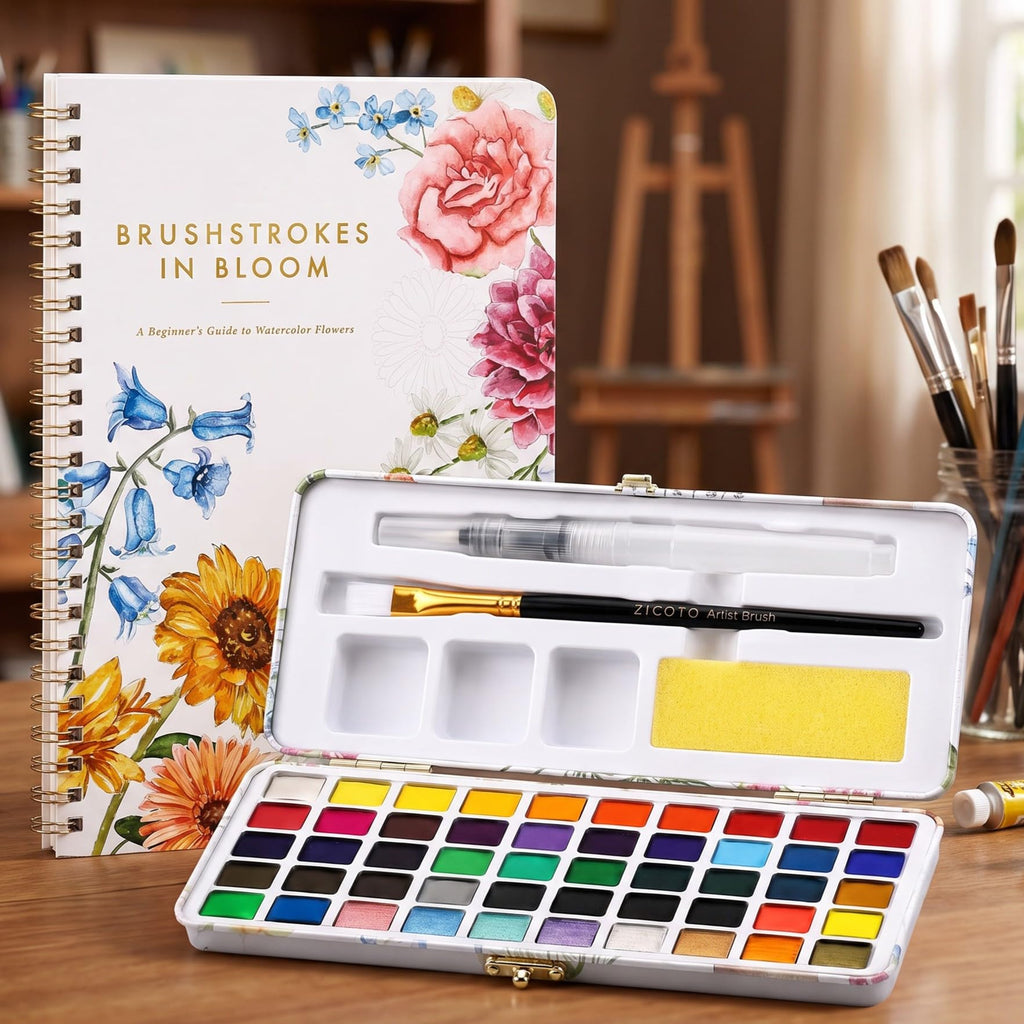 Beautiful Watercolor Workbook Paint Set for Beginners - Palette Kit