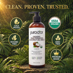 PURA D'OR ORGANIC Fractionated Coconut Oil MCT Skin Hair Massage, 16oz