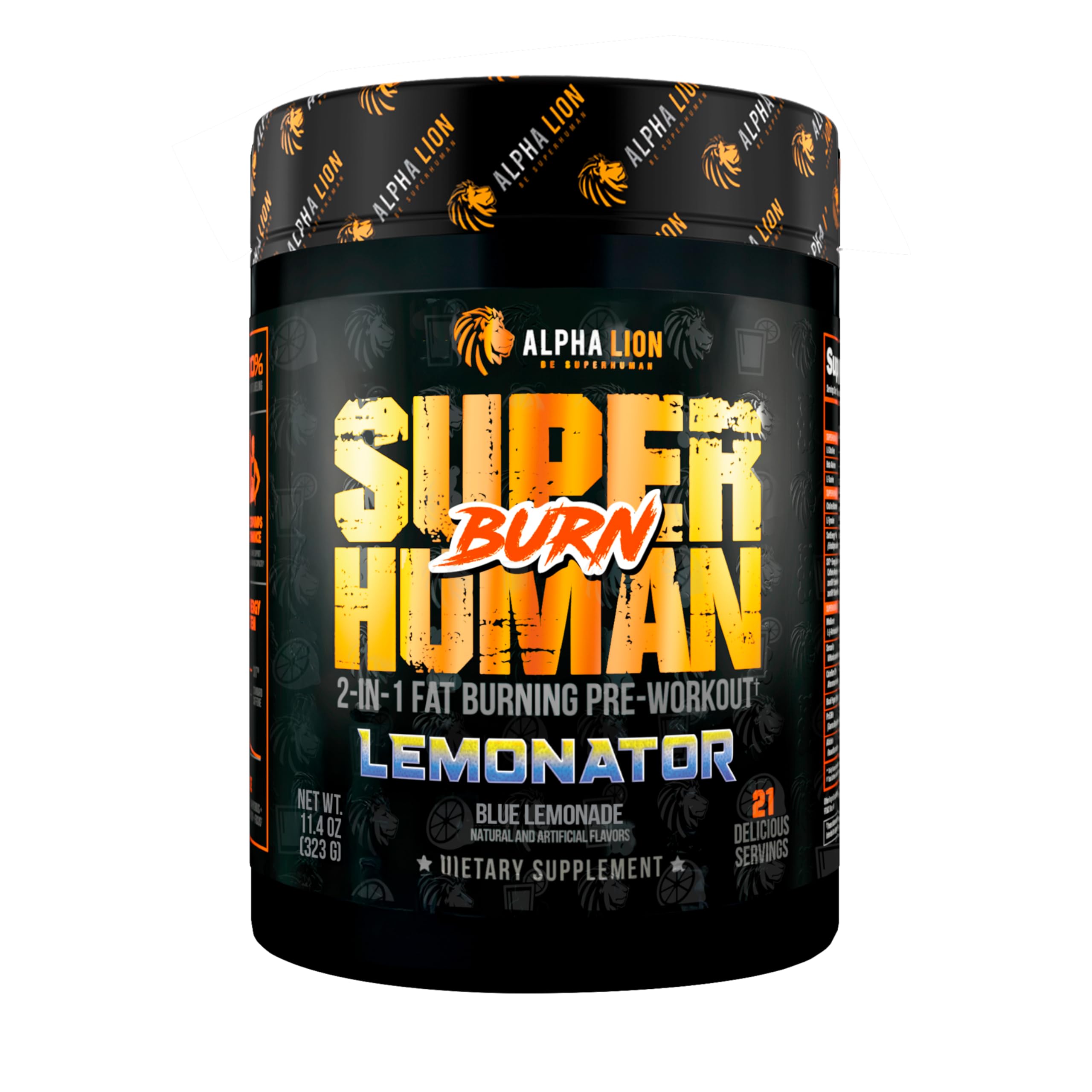 ALPHA LION Superhuman Burn, 2 in 1 Metabolism Booster Pre Workout and Men's Thermogenic Fat Burner, Sour Gummy Bear (Hulk Juice), Package Varies