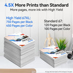 Upgraded Chip 67XL Ink Cartridges Compatible for HP 67 Ink Cartridges Black/Color Combo Pack Work with DeskJet 2855e 2827e 2800e 4255e 2755e 2700 4155e 4227e 2700e 2734e 2852e Envy 6055e 6000 Printer