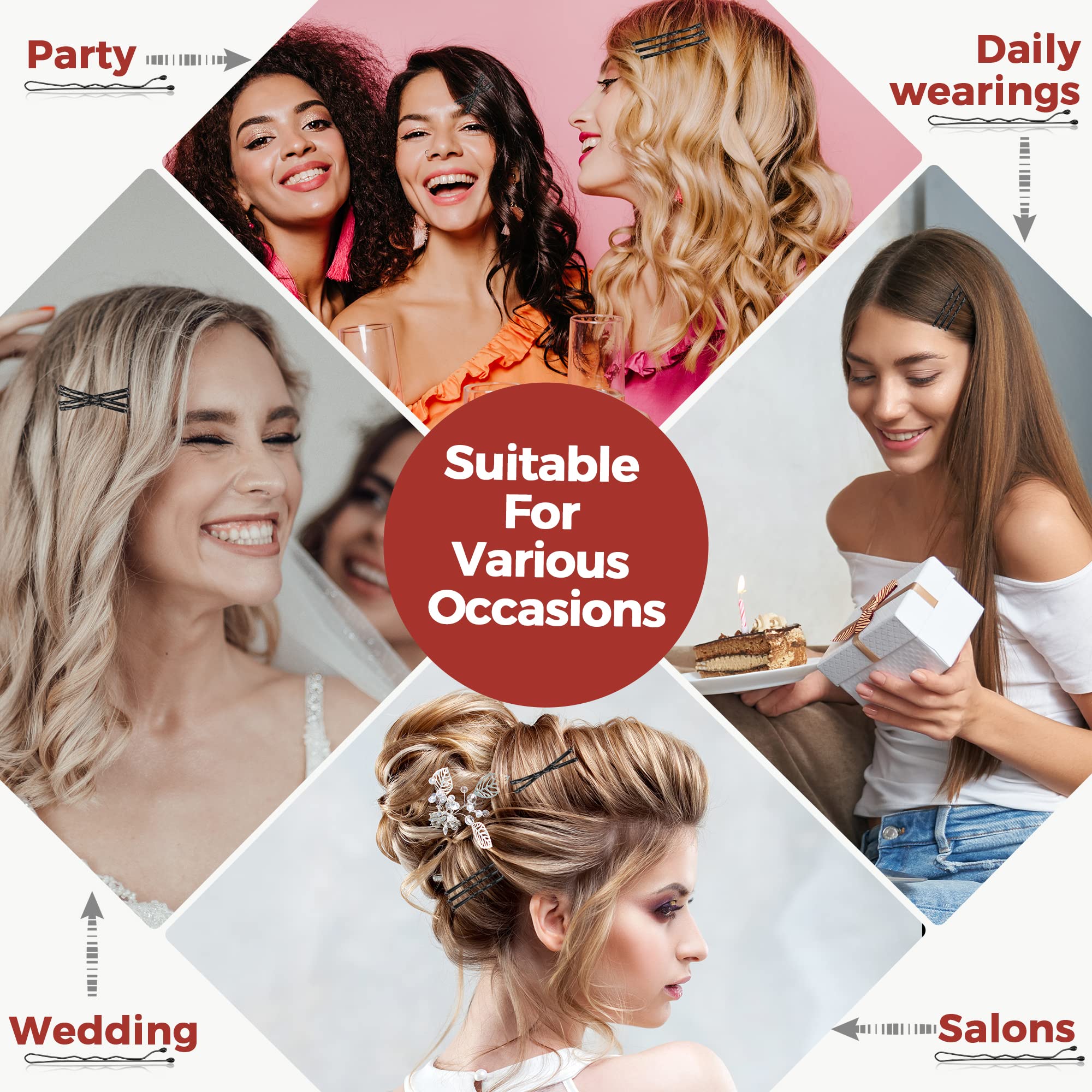 300 Pcs Bobby Pins Black, Hair Pins for Women Girls and Kids, Invisible Wave Hair clips Bulk with Storage box, Pain-Free Hairpins（2 Inch Black）