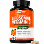 NutriFlair Liposomal Vitamin C 1700mg, 180 Capsules - High Absorption, Fat Soluble VIT C, Higher Bioavailability Immune System Support & Collagen Booster, Non-GMO, Vegan Pills