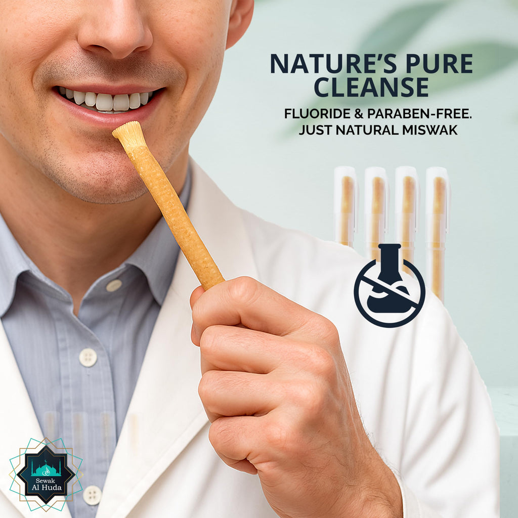 12 Pcs Miswak Sticks with Holder - Vacuum Sealed Chewing Miswak Sticks for Teeth - Natural Flavored Toothbrush for Teeth Whitening, Oral Health, and Fresh Breath || Pack of 12