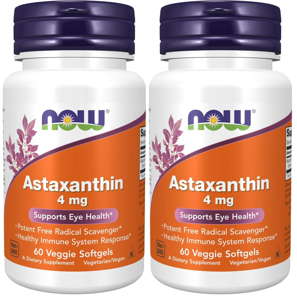 NOW Foods Supplements, Astaxanthin 4 mg, features Zanthin®, Supports Eye Health*, 60 Veg Softgels