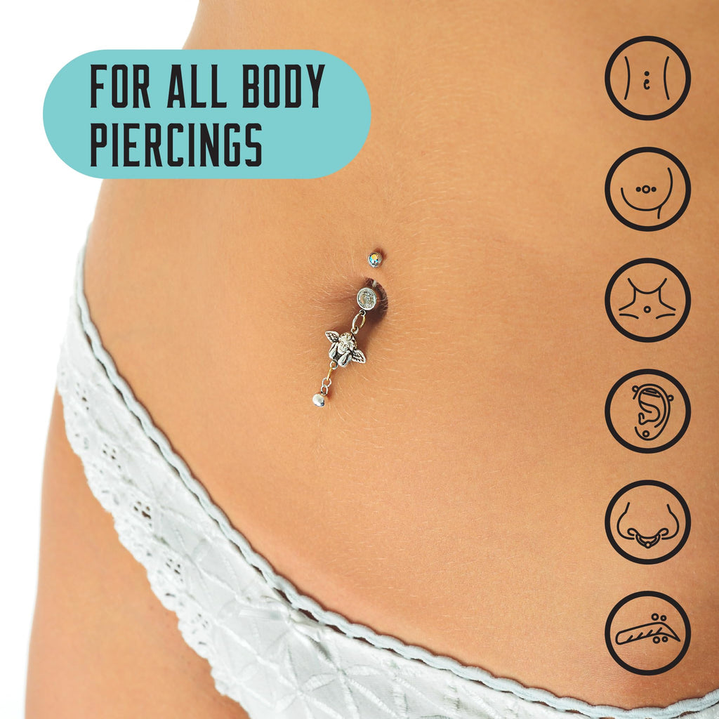 BASE LABORATORIES Piercing Aftercare Spray 4 oz, Saline Spray for Piercings | Ear Piercing Cleaner, Nose Piercing Spray, Saline Solution, Keloid Bump, Navel Care, Wound Wash, Belly Button Soak