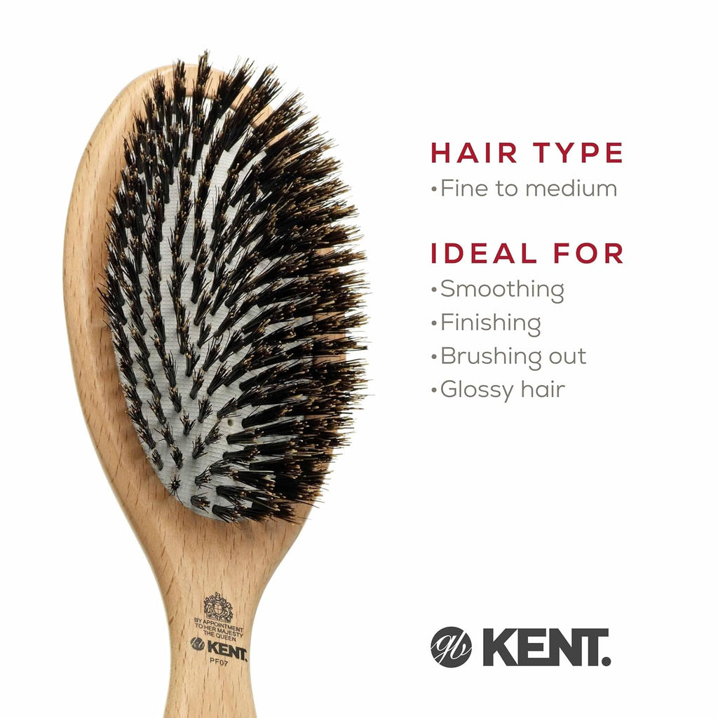Buy now Kent PF07 Extra-Large 100% Boar Bristle and Non-Scratch Nylon Mix Cushion Brush - Wooden Detangling and Oval Smoothing Paddle Brush for Thin Hair - Made in England at indiglob india