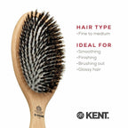 Buy now Kent PF07 Extra-Large 100% Boar Bristle and Non-Scratch Nylon Mix Cushion Brush - Wooden Detangling and Oval Smoothing Paddle Brush for Thin Hair - Made in England at indiglob india