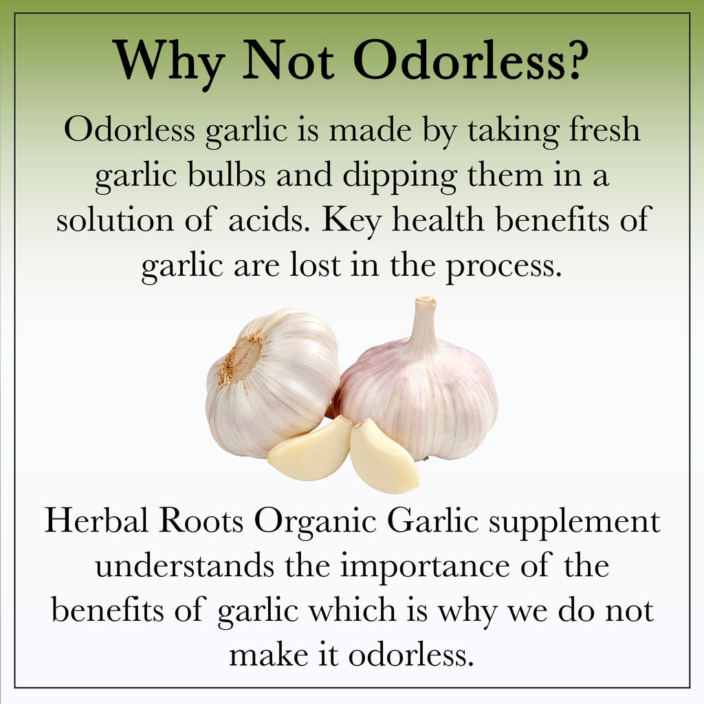 Herbal Roots Organic Whole Bulb Garlic Pills - Potent Extra Strength Immune Support - USDA Certified Organic - 60 Vegan Capsules
