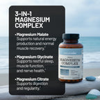 NatureWise Triple Magnesium Complex - Chelated - High Absorption Magnesium Glycinate + Malate + Citrate for Muscle Nerve & Sleep Support - Vegan 90 Capsules