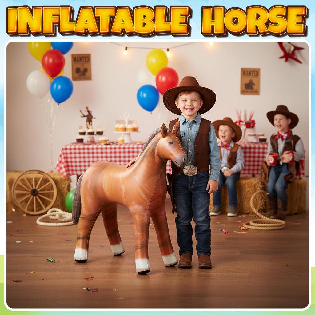 37-Inch Inflatable Horse Decoration for Western, Cowboy & Farm Parties