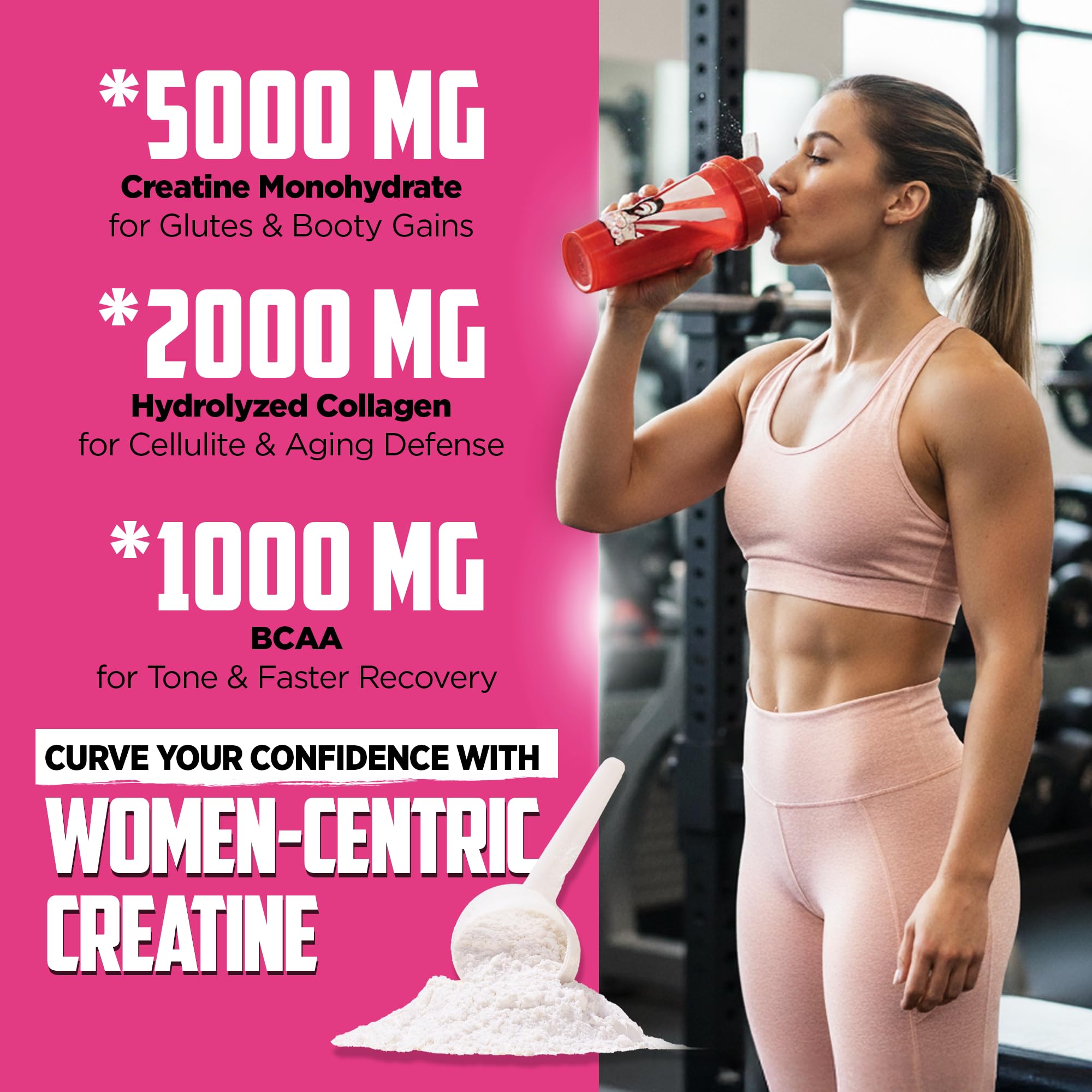 Old School Labs Creatine for Women with Collagen and BCAA, Unflavored | Post-Workout Supplement with 5g Creatine Monohydrate Powder, 2g Collagen & BCAA for Strength & Recovery