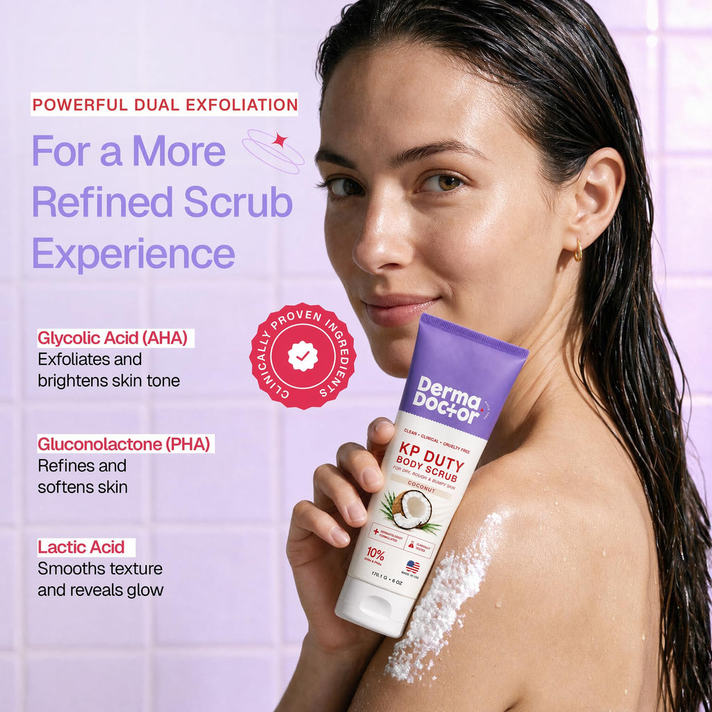 DERMAdoctor KP Bump Eraser Body Scrub, 10% AHAs + PHAs, Rough & Bumpy Skin