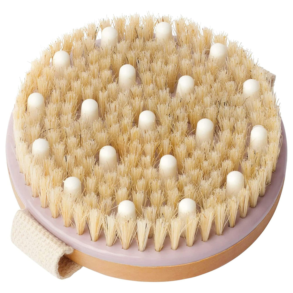 MainBasics Dry Brushing Body Brush | Lymphatic Drainage, Dry Skin, Cellulite, Blood Circulation, Exfoliating Natural Bristles and Massage Nodes