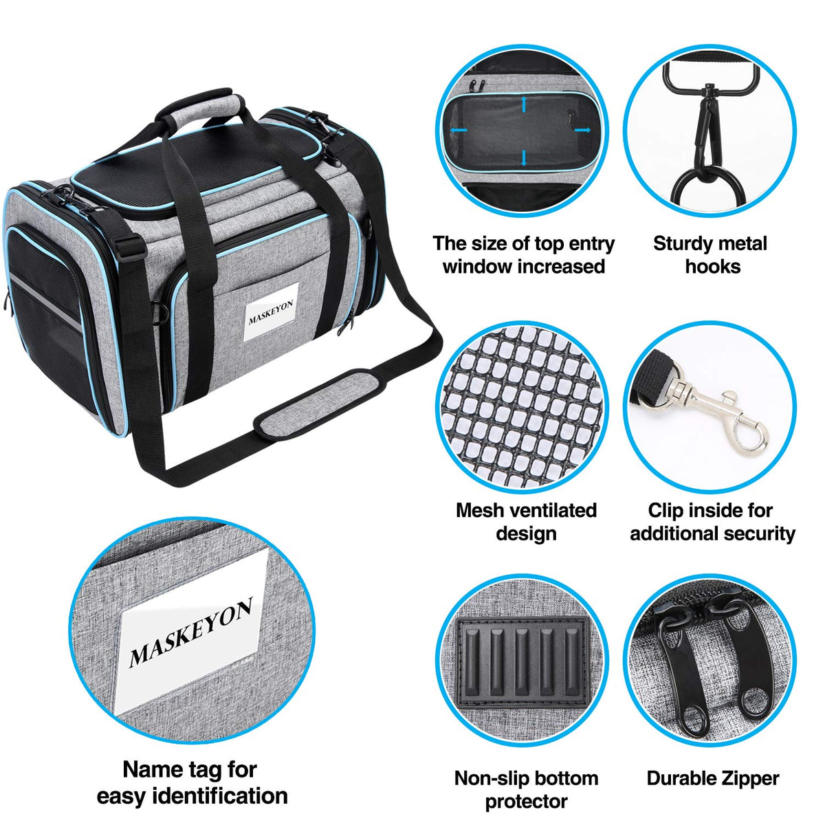 Airline Approved Pet Carrier, Large Soft Sided Pet Travel TSA Carrier 4 Sides Expandable Cat Collapsible Carriers with Removable Fleece Pad and Pockets for Cats Dogs and Small Animals