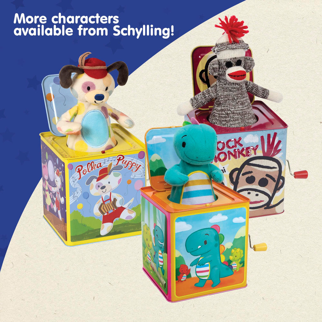 Buy now Schylling Silly Circus Jack in the Box - Classic Children's Musical Toy - Colorful Embossed Tin Box and Friendly Plush - Age 18 months and Up at indiglob india