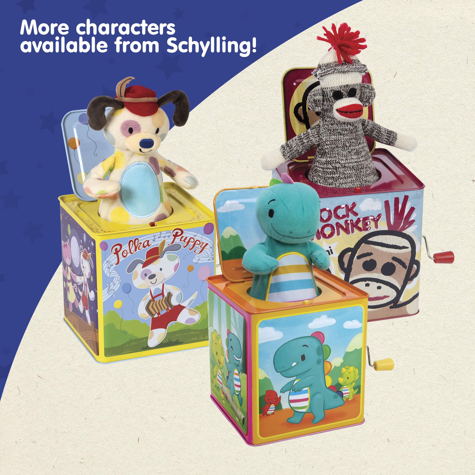Buy now Schylling Silly Circus Jack in the Box - Classic Children's Musical Toy - Colorful Embossed Tin Box and Friendly Plush - Age 18 months and Up at indiglob india
