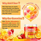 10G Fiber Gummies for Adults with 30 Billion CFU Probiotics,Vitamins C, D, B12,Electrolytes - Supports Digestive Health & Relieves Constipation and Bloating,Sugar Free - 120 Count