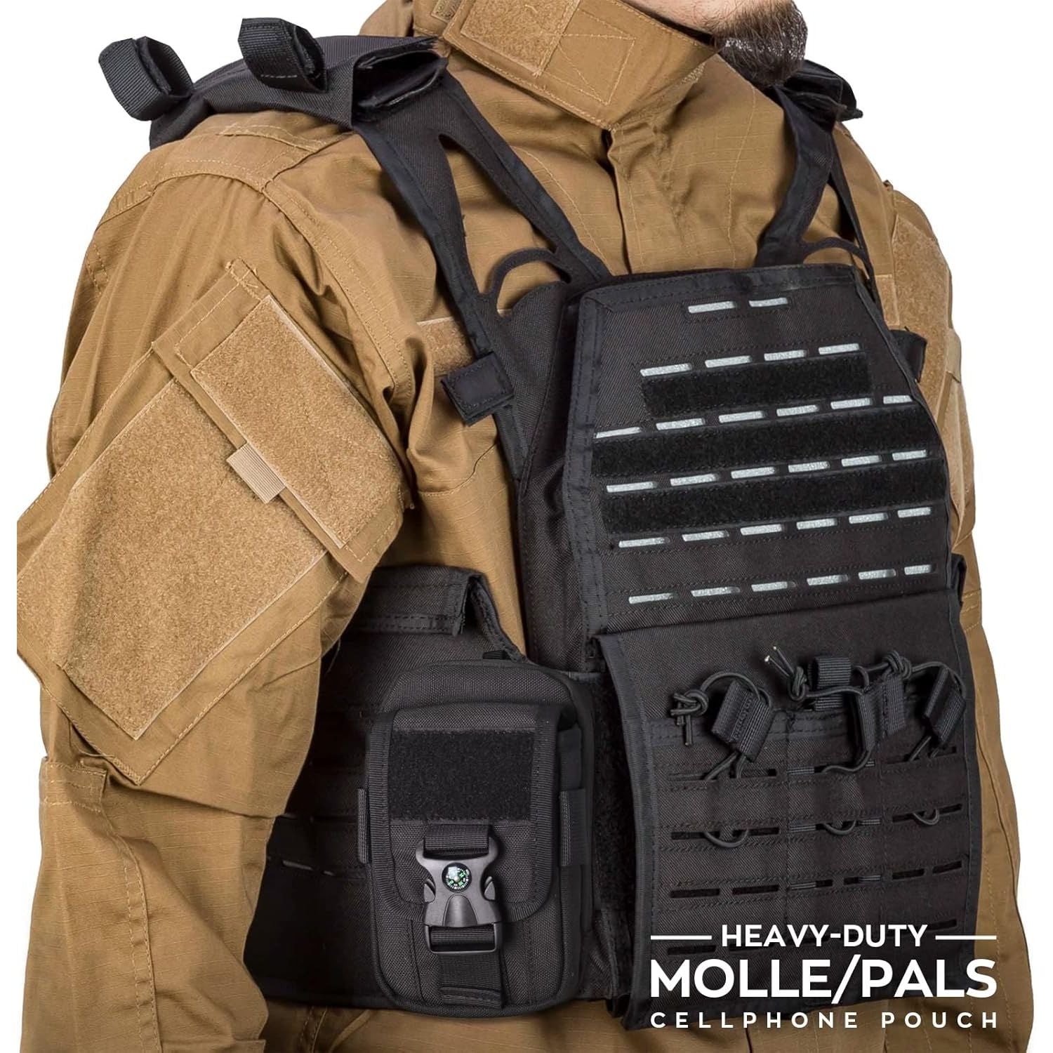 Buy now WYNEX Tactical Compass Phone Pouch, Large Molle Smartphone Holster Case Double Capacity Small Utility EDC Pouch with Compass Buckle and Carabiner at indiglob india