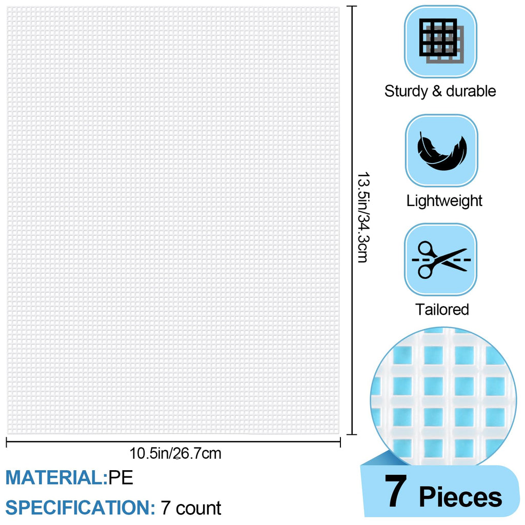 Phinus 7-Piece Plastic Canvas Sheets, 10.5" x 13.5", Eye Mesh for Embroidery & Knit Crochet Projects, DIY Handicraft, Make Dividers