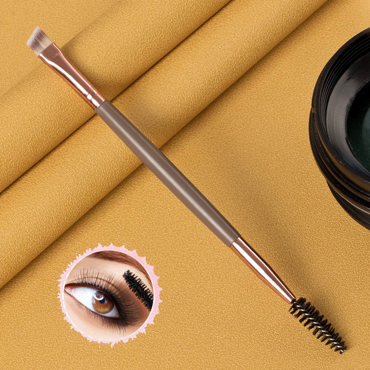 Eyebrow Brush Spoolie Dual Angled Eye Brow Brush Eyelash Comb | Eyebrow Tool for Lining and Shaping Brows or Lashes (Dark Brown)