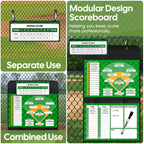 Magnetic Baseball Lineup Board, Collapsible Professional Softball & Baseball Lineup Board for Dugout, Baseball Clipboard for Coaches with 40 Magnetic Lineup Cards and High-End Markers (Leather Cover)