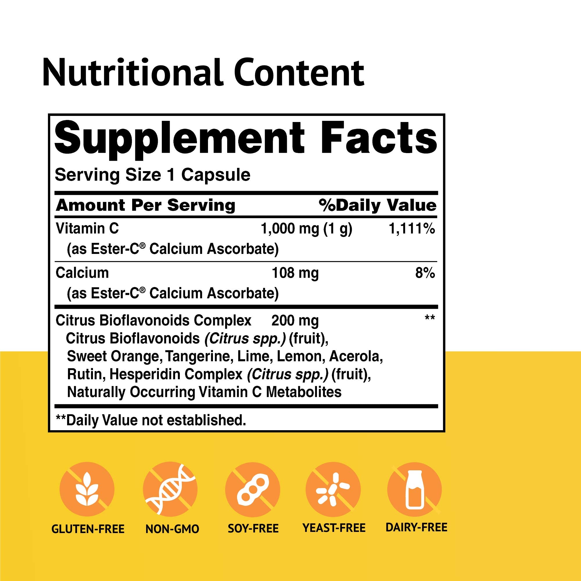 Ester-C American Health with Citrus Bioflavonoids Capsules - 24-Hour Immune Support, Gentle On Stomach, Non-Acidic Vitamin C - Non-GMO, Gluten-Free - 1000 mg, 90 Count