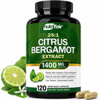 NutriFlair Organic Citrus Bergamot 1400mg, 120 Capsules - 25:1 Bergamia - Essential Oil and Citrus Bioflavonoids - Natural Heart Health Supplements for Women and Men - Non-GMO Pills