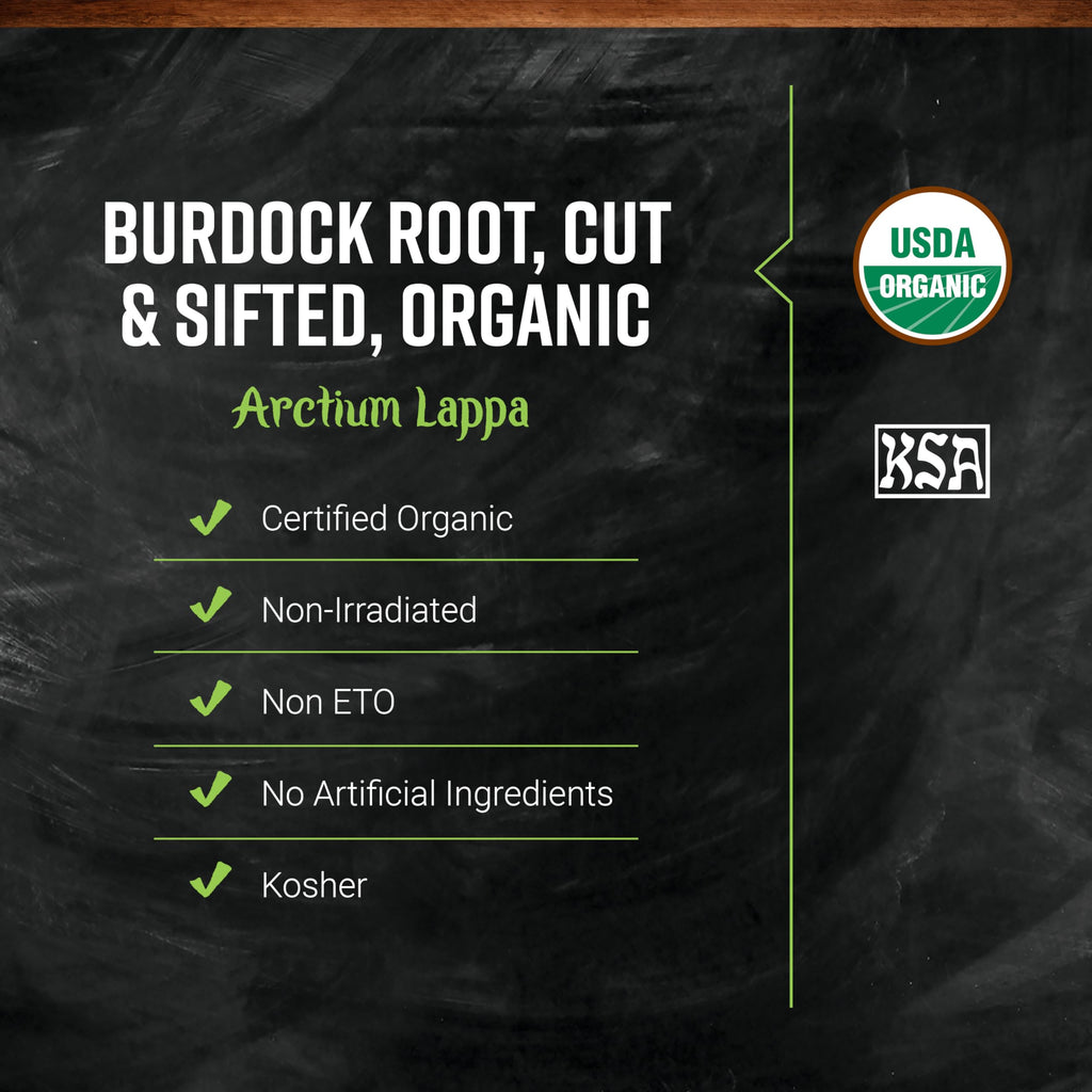 Frontier Organic Burdock Root, 1-Pound Bulk Bag, Common in Root Beer Recipes, Cut & Sifted, Sustainable Grown, Kosher (Packaging May vary) | Common in Root Beer Recipes, Cut & Sifted, Sustainable Grown, Kosher