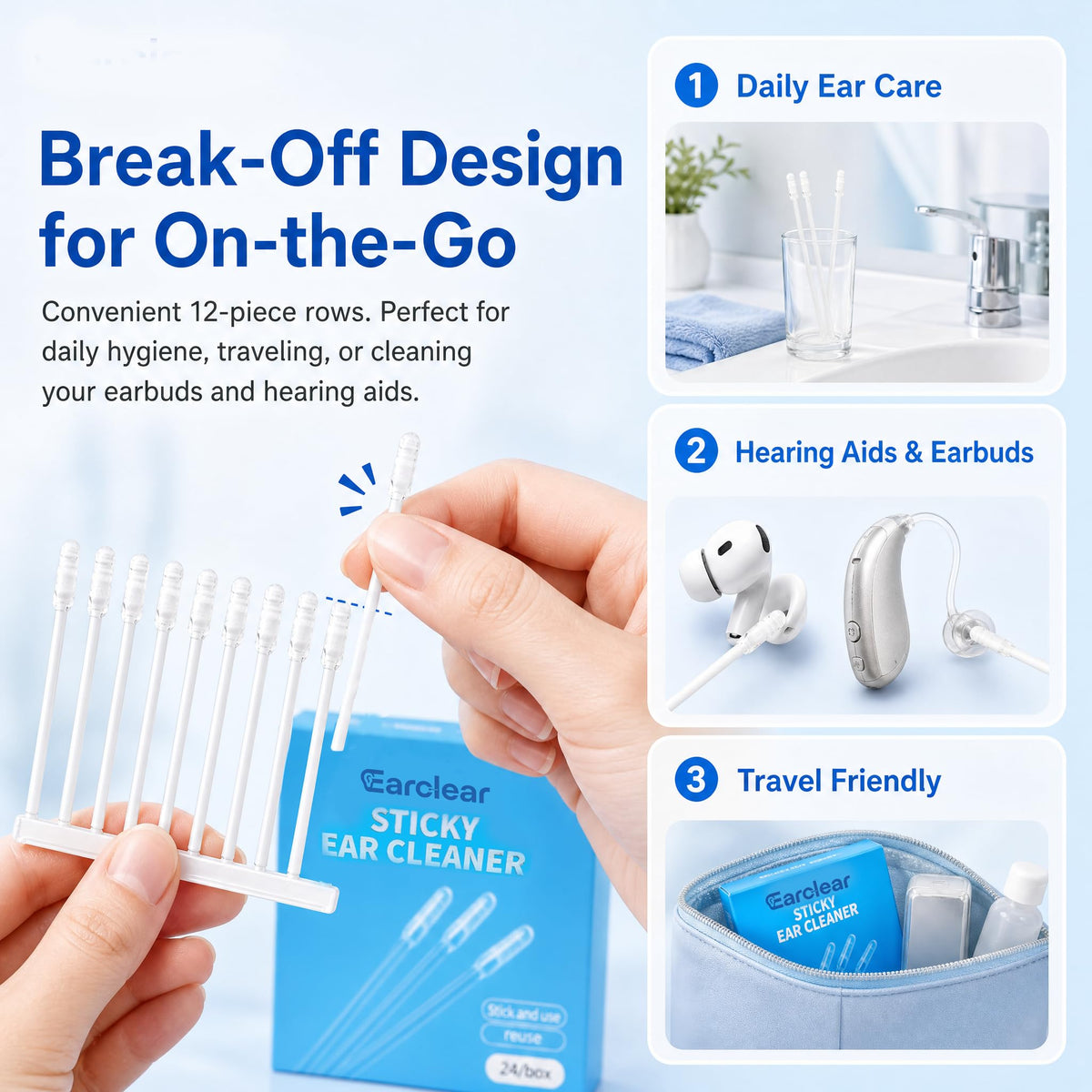 Sticky Ear Cleaner Removal Tool Reusable Ear Cleaner for Adults