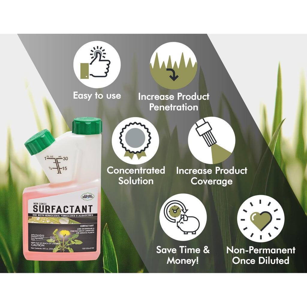 Concentrated Surfactant for Herbicides Non-Ionic 8oz, Increase Product Coverage, Penetration, Effectiveness