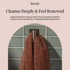 Kitsch African Net Sponge – Exfoliating Body Scrubber – Rosewood, 3 Pcs | for Cleansing & Gentle Daily Exfoliation – Stretchable Bath Sponge for Hard-to-Reach Areas – Long-Lasting Shower Essential
