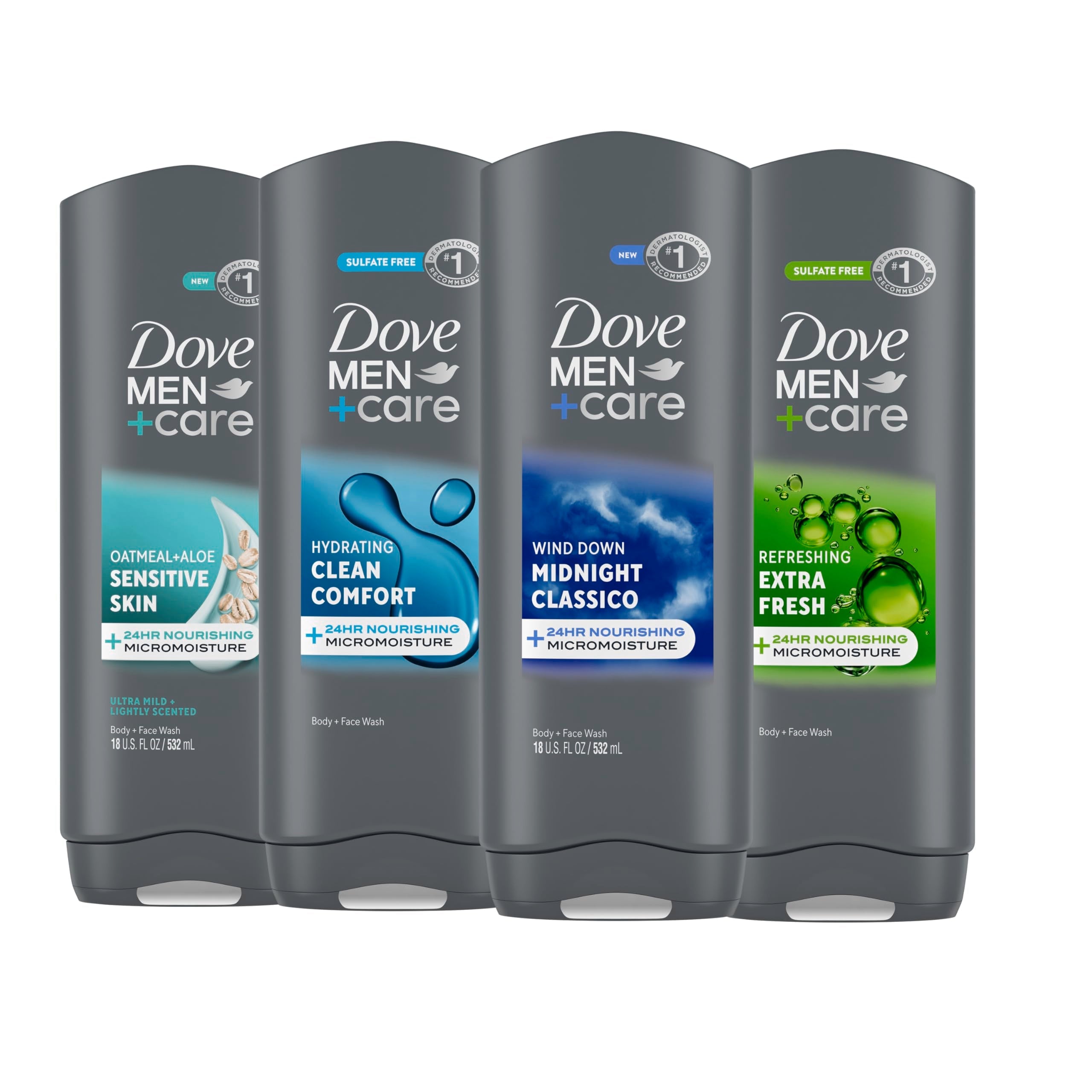 Buy now DOVE MEN + CARE Body and Face Wash Clean Comfort 4 Count for Healthier and Stronger Skin Effectively Washes Away Bacteria While Nourishing Your Skin, 18 oz at indiglob india