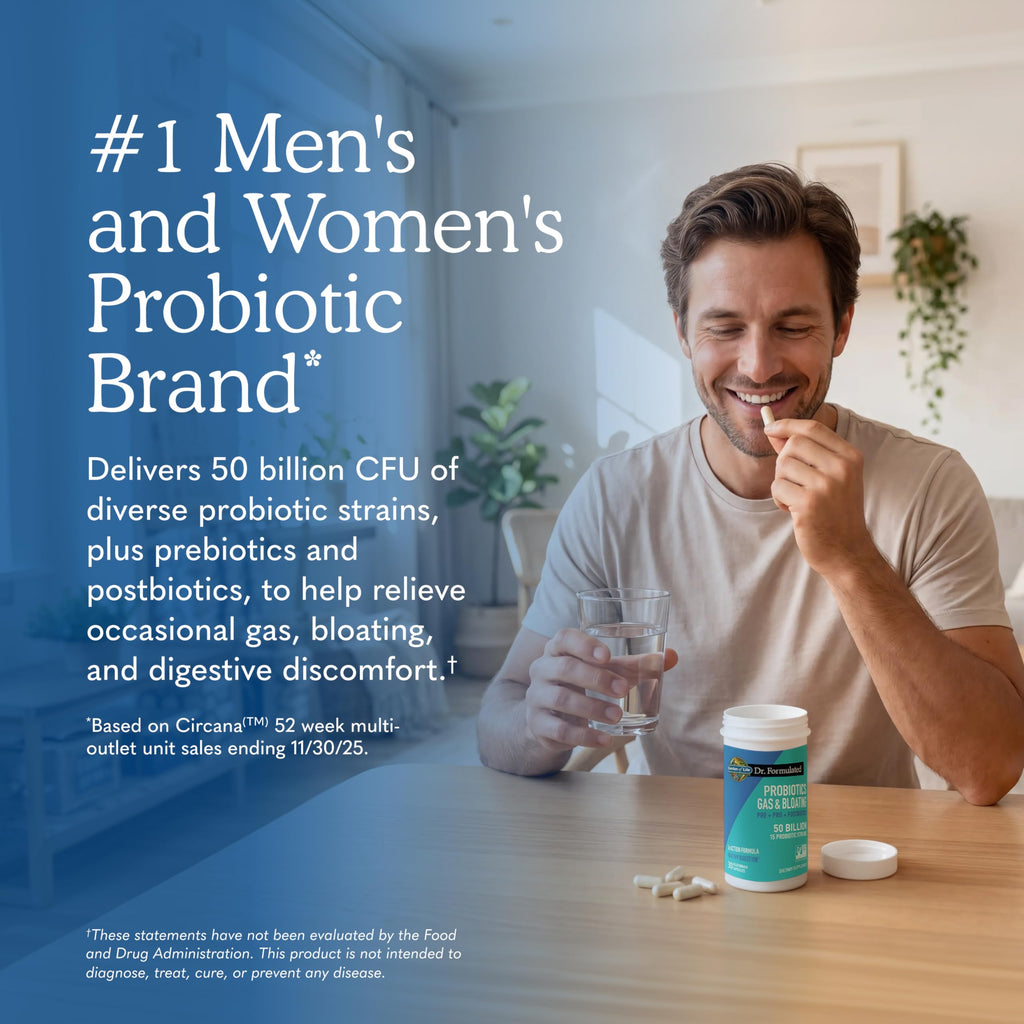 Garden of Life Dr Formulated Once Daily 3-in-1 Complete Prebiotics, Postbiotics & Probiotics for Women and Men - PRE + PRO + POSTBIOTIC Supplement for Gas & Bloating - 50 Billion CFU, 30 Day Supply