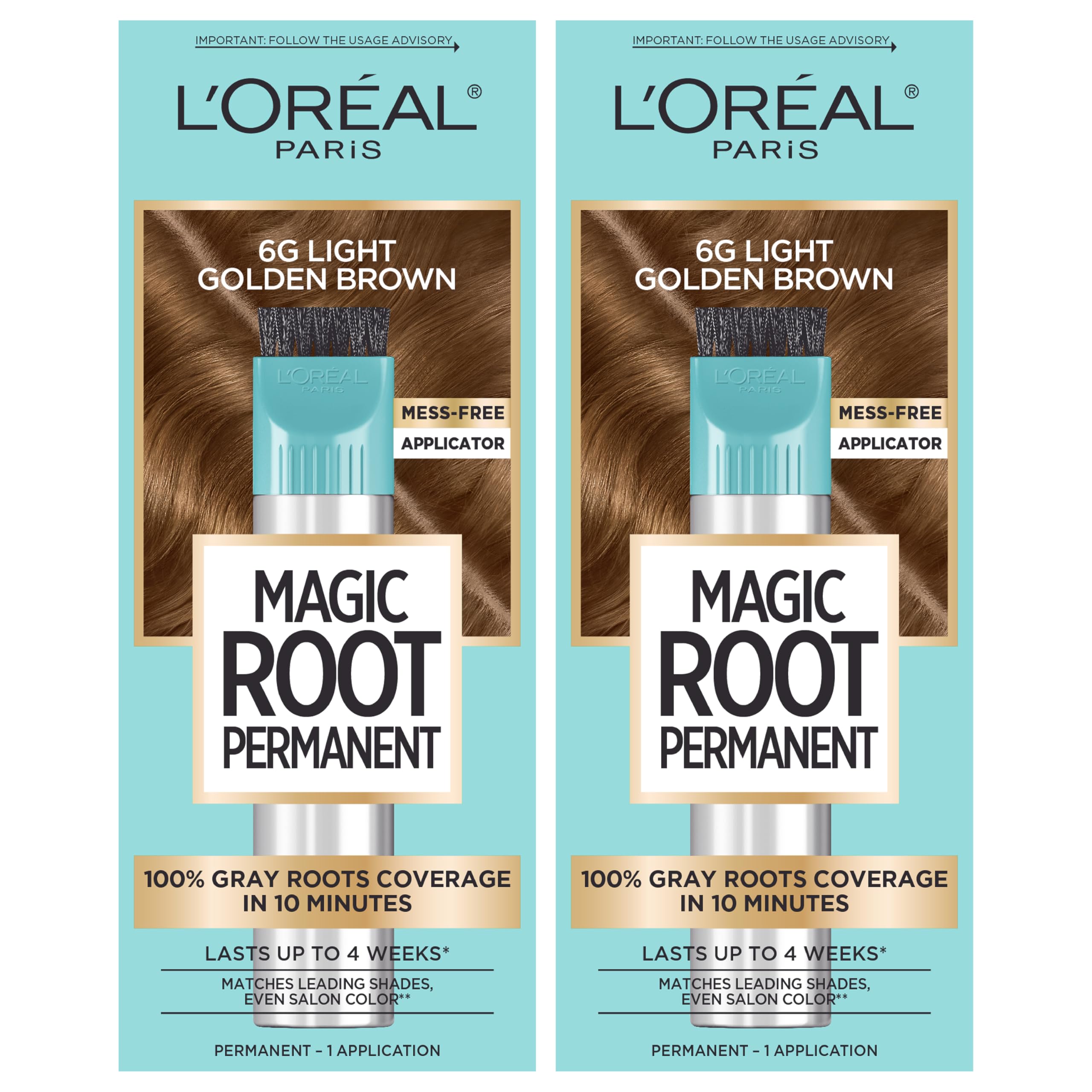 Buy now L'Oreal Paris Magic Root Rescue 10 Minute Root Hair Coloring Kit, Permanent Hair Color with Quick Precision Applicator, 100 percent Gray Coverage, 4 Dark Brown, 2 count at indiglob india