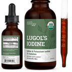 Organic Lugol's Iodine Liquid Drops Supplement - 2% Thyroid Non-GMO 2 Oz | Earth Harmony Iodine Supplement, Potassium Iodide, Thyroid Support, 3000mcg