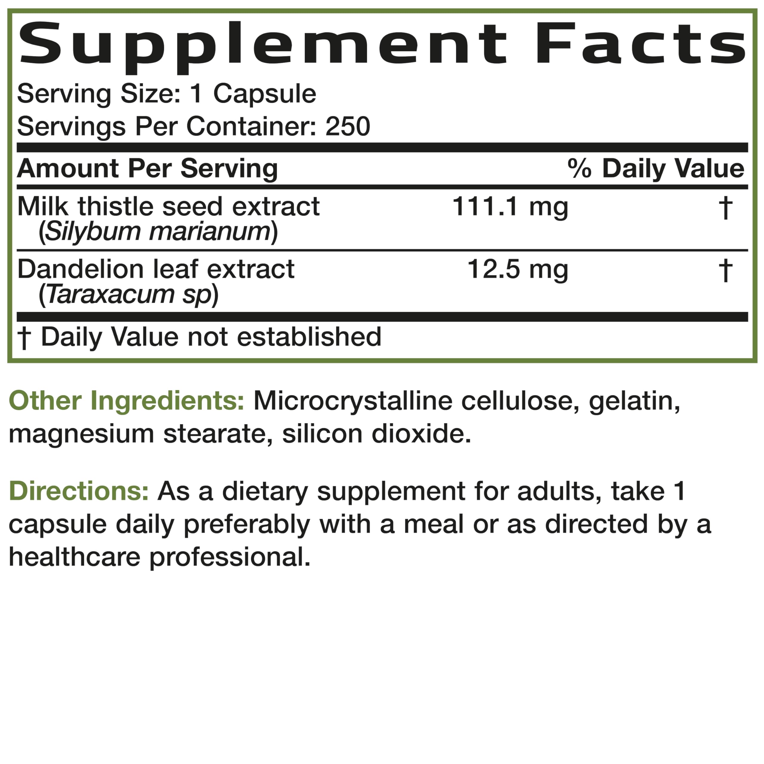 Buy now Bronson Milk Thistle Silymarin Marianum & Dandelion Extract Liver Health Support, Antioxidant Support, Detox, 250 Capsules at indiglob india