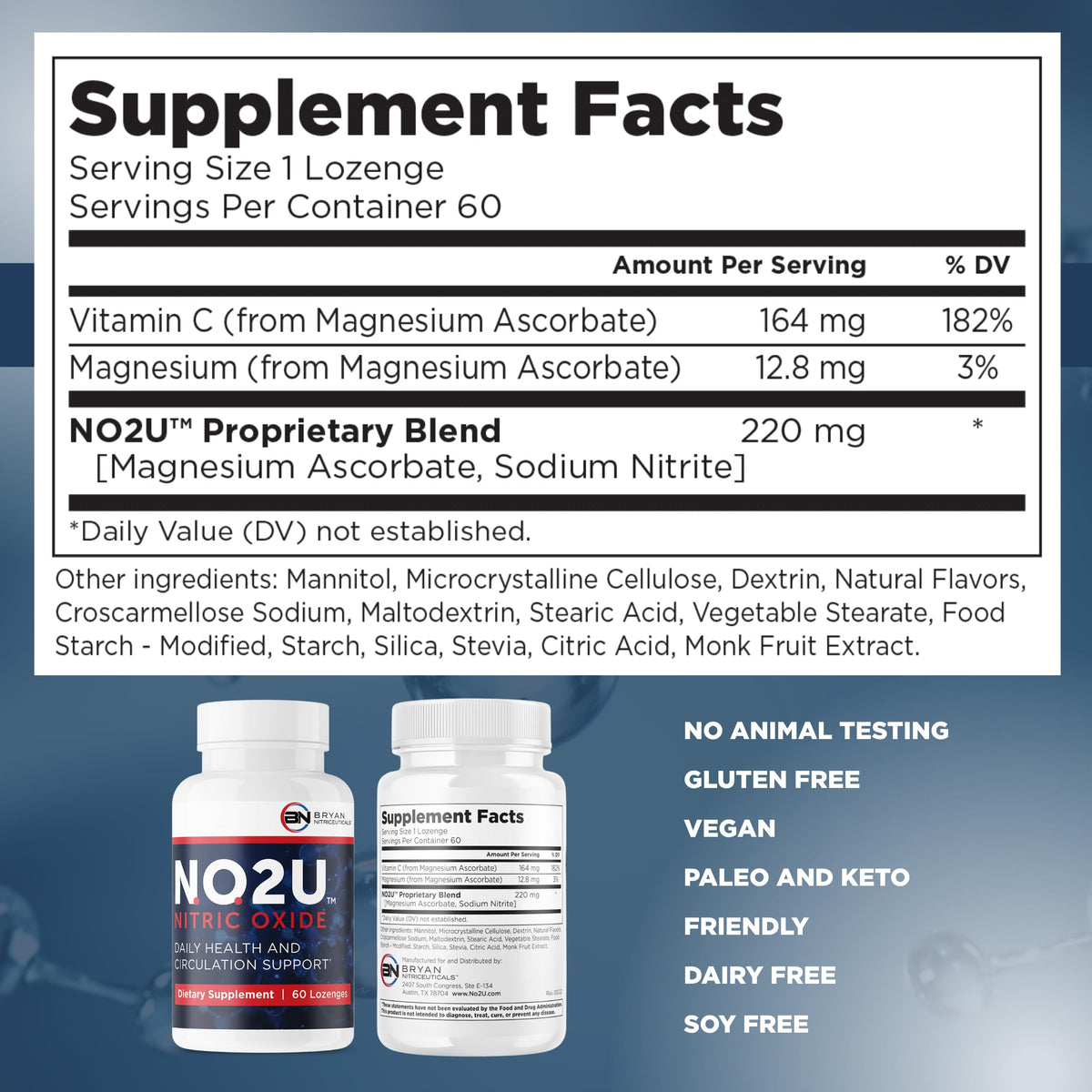 Bryan Nitriceuticals Nitric Oxide Supplement, 60 Count, 30 Day Supply
