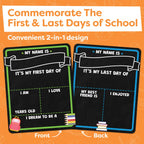 First Day of School Sign Board with Liquid Chalk Markers - 14”x11” Double-Sided & Reusable Board - My First and Last Day - Back to School Supplies - First Day of Kindergarten Preschool