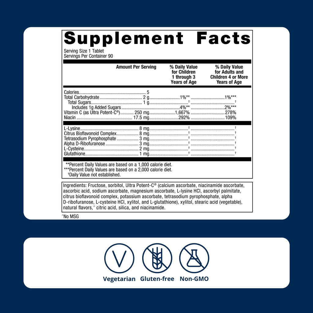 Metagenics Ultra Potent-C Chewable, Natural Orange Blast Flavor, 90 Tablets