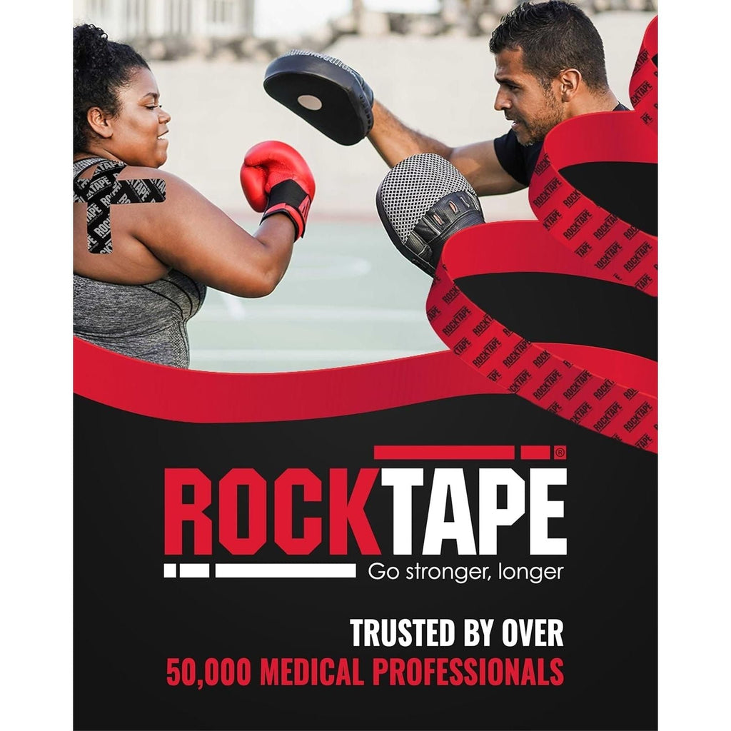 Buy now RockTape Extra Sticky 2" x 16.4' Kinesiology Tape (Logo,Black), Athletic Tape for Muscle Pain Relief, Injury Recovery, Microscopic Skin Lifting & Decompression, Sweat & Water Resistant, Hypoallergenic at indiglob india